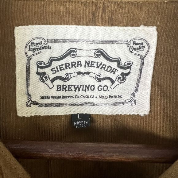 Sierra Nevada Brewing Company Long Sleeve Corduroy Button Up Men’s‎ Sz L Brown - Picture 2 of 11